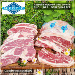 Lamb collar SHOULDER FOREQUARTER BONE-IN frozen CHOPS 1cm 3/8" (price/pack 600g 3-4pcs) brand Wammco / Midfield / WhiteStripe